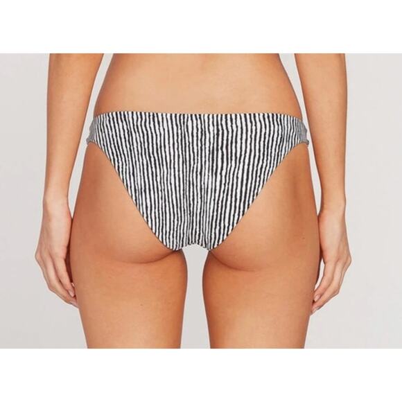 Volcom Women's Stripe Away Hipster Bikini Bottom Black / White Large NWT - Picture 2 of 5
